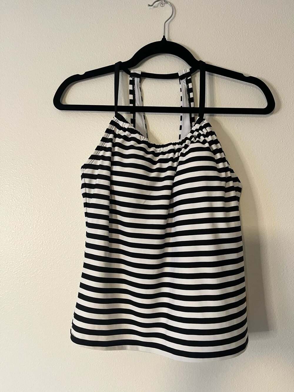 NWT Kona Sol Women's Racerback Tankini Top in Black and White Stripe (FB1)